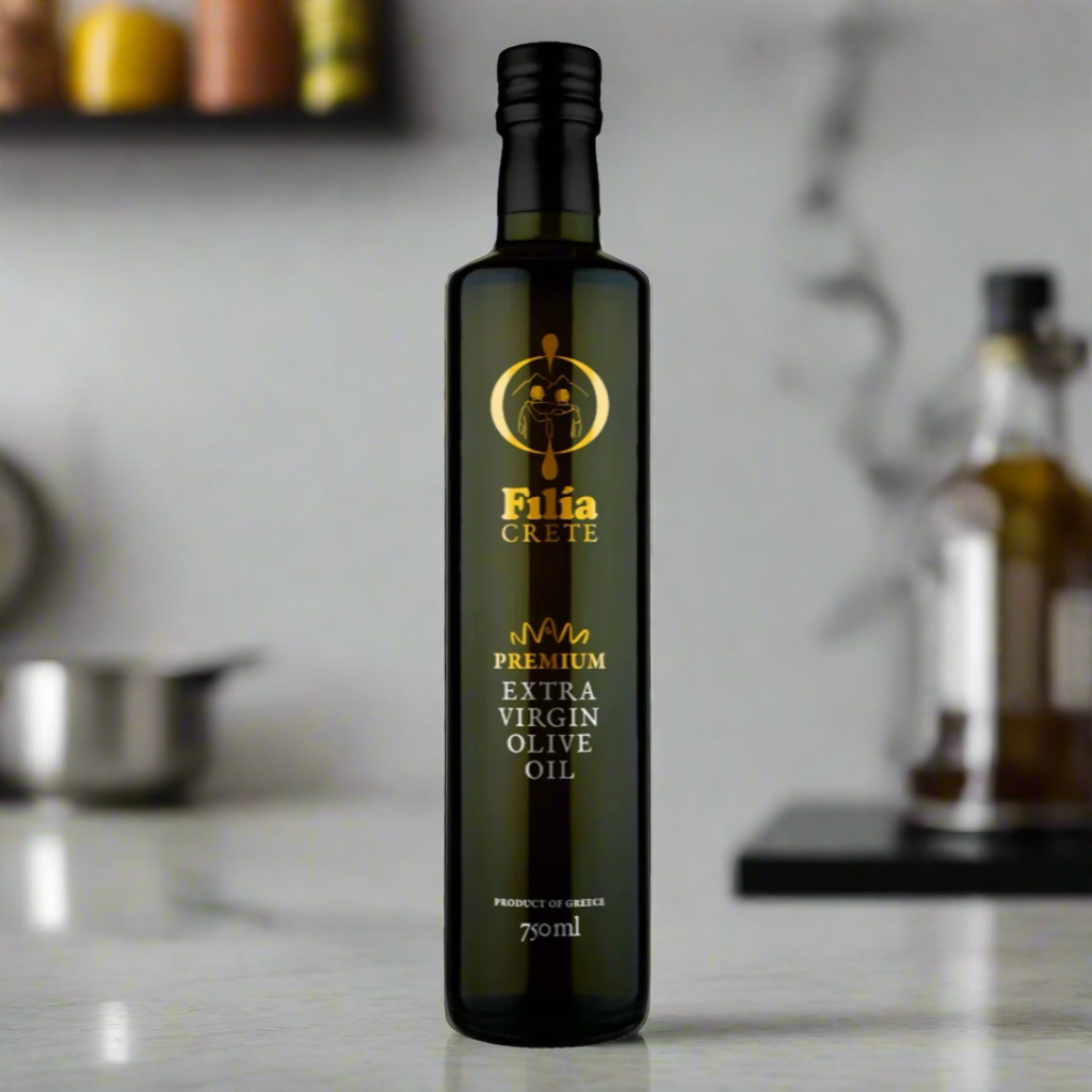 750ml bottle of olive oil in the kitchen